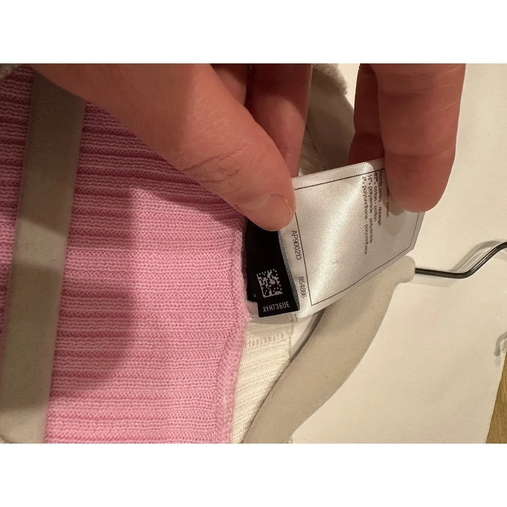 23P Chanel Pink Ribbed Knit CC Logo Button Cardigan Size 40